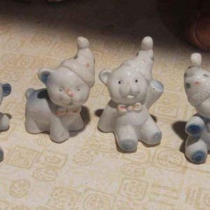 Set of 4 Vintage Party Hat Wearing Ceramic Bears